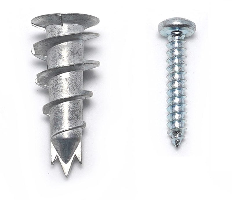 CONFAST Zinc Self-Drilling Metal Drywall Anchors Kit with Screws, 200 Pieces (100 Anchors + 100 Pcs 1" Screws), #8 Wall Anchors for Drywall, Sheetrock, and Hollow-Wall Installation - Image 1